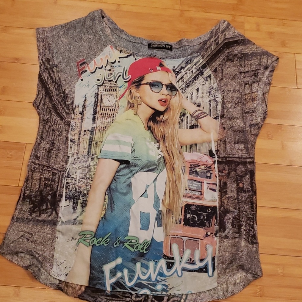 Crimson Ivy "Funky Girl" graphic top